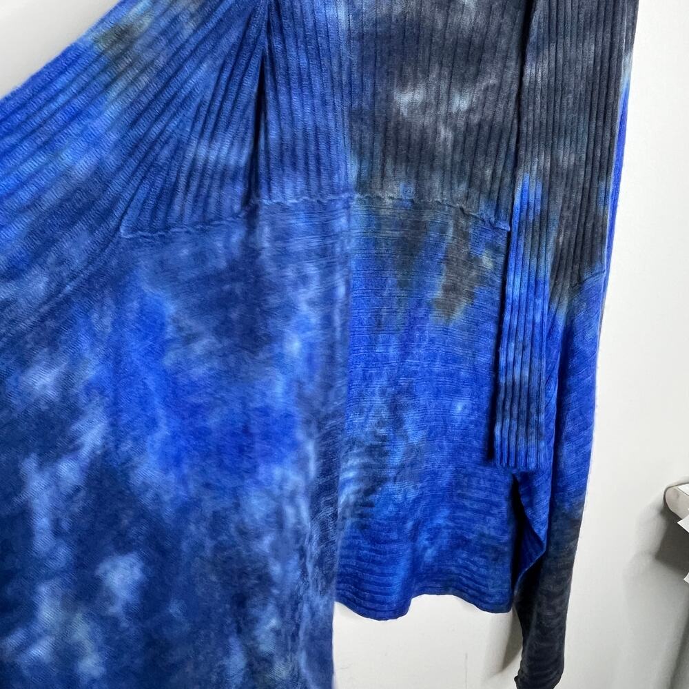 Autumn Cashmere Cardigan Small Blue Cashmere Wool Blend Rib Open Duster Tie Dye - Picture 4 of 9